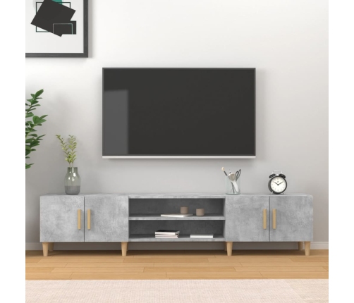 Mueble de TV madera contrachapada gris hormigón 180x31,5x40 cm