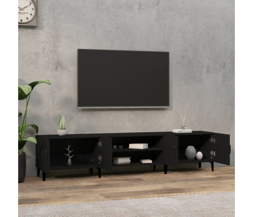 Mueble de TV madera contrachapada negro 180x31,5x40 cm