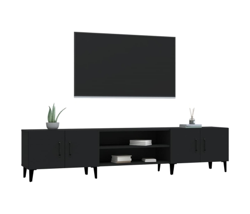 Mueble de TV madera contrachapada negro 180x31,5x40 cm