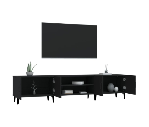 Mueble de TV madera contrachapada negro 180x31,5x40 cm