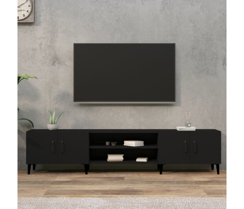 Mueble de TV madera contrachapada negro 180x31,5x40 cm