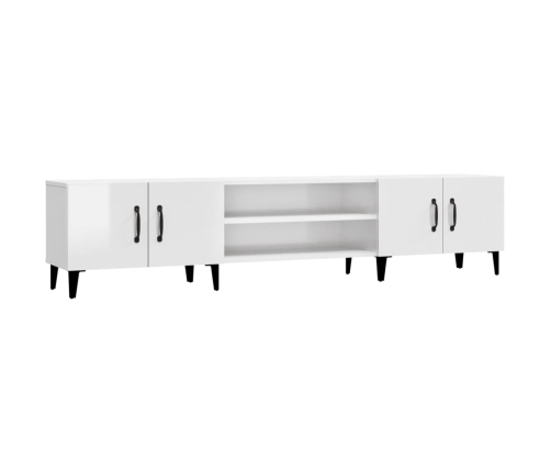 Mueble de TV madera contrachapada blanco brillo 180x31,5x40 cm