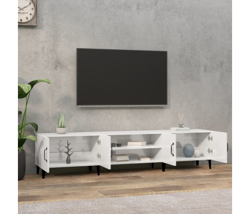 Mueble de TV madera contrachapada blanco brillo 180x31,5x40 cm