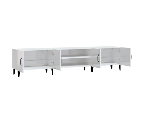 Mueble de TV madera contrachapada blanco brillo 180x31,5x40 cm