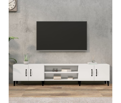 Mueble de TV madera contrachapada blanco brillo 180x31,5x40 cm