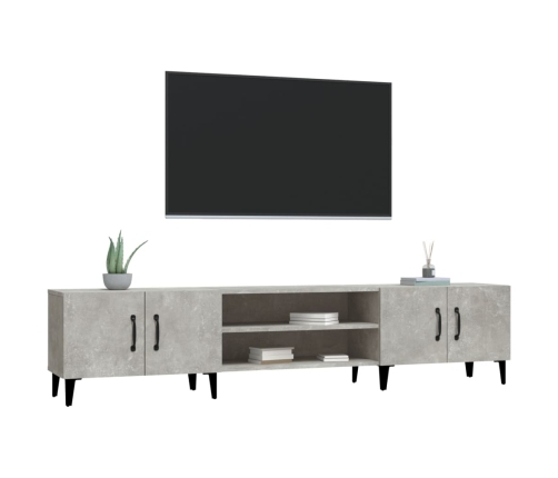 Mueble de TV madera contrachapada gris hormigón 180x31,5x40 cm