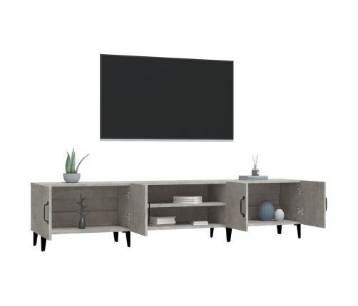 Mueble de TV madera contrachapada gris hormigón 180x31,5x40 cm