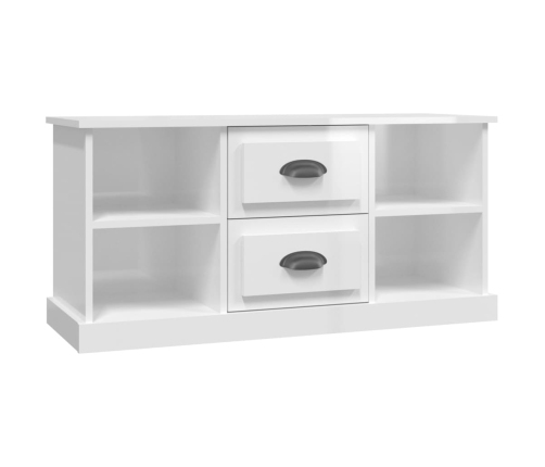 Mueble de TV madera contrachapada blanco brillo 99,5x35,5x48 cm