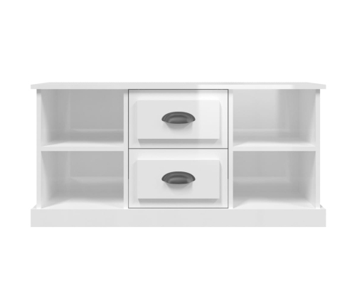 Mueble de TV madera contrachapada blanco brillo 99,5x35,5x48 cm