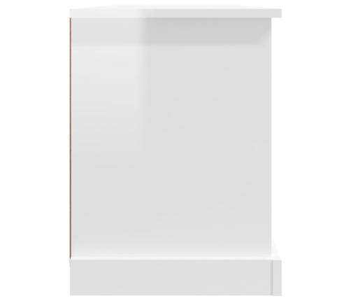 Mueble de TV madera contrachapada blanco brillo 99,5x35,5x48 cm