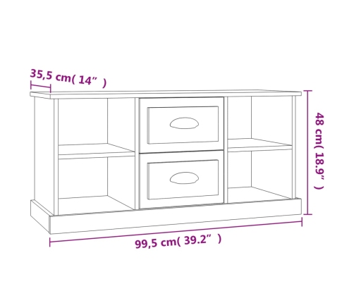 Mueble de TV madera contrachapada gris hormigón 99,5x35,5x48 cm