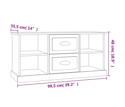 Mueble de TV madera contrachapada roble ahumado 99,5x35,5x48 cm