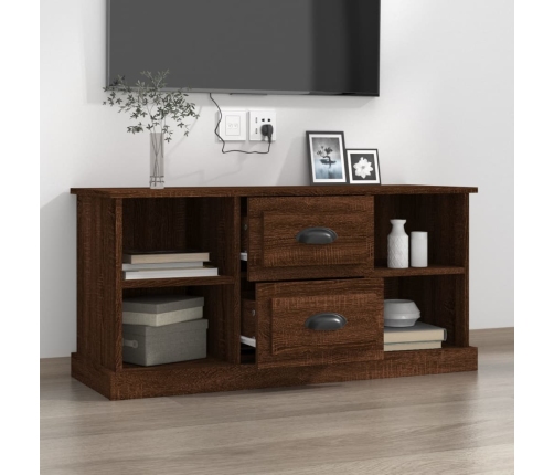 Mueble de TV madera contrachapada marrón roble 99,5x35,5x48 cm