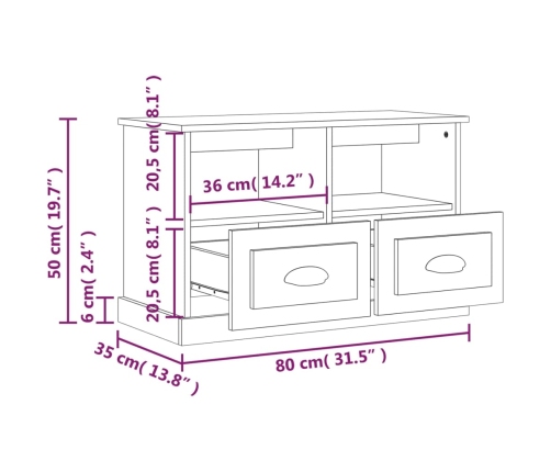 Mueble de TV madera contrachapada blanco 80x35x50 cm