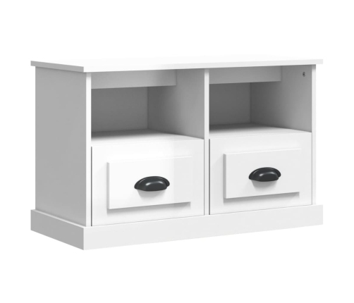 Mueble de TV madera contrachapada blanco brillo 80x35x50 cm