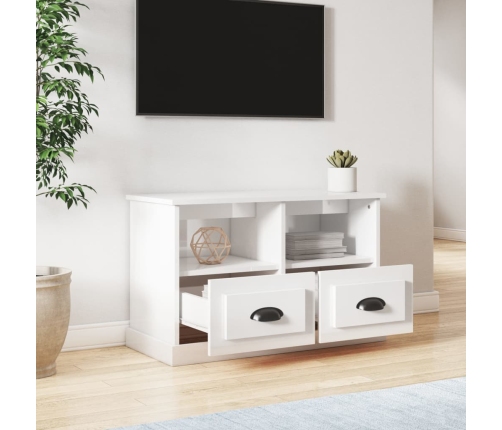 Mueble de TV madera contrachapada blanco brillo 80x35x50 cm