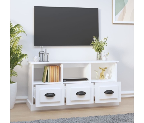 Mueble de TV madera contrachapada blanco 100x35x50 cm