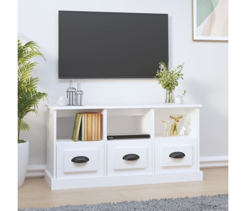 Mueble de TV madera contrachapada blanco 100x35x50 cm