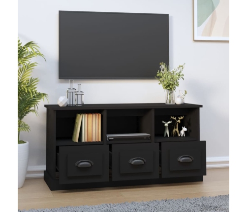 Mueble de TV madera contrachapada negro 100x35x50 cm