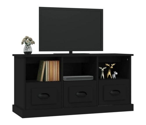 Mueble de TV madera contrachapada negro 100x35x50 cm