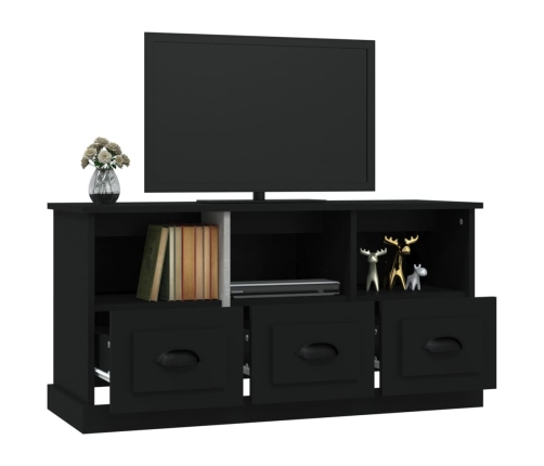 Mueble de TV madera contrachapada negro 100x35x50 cm