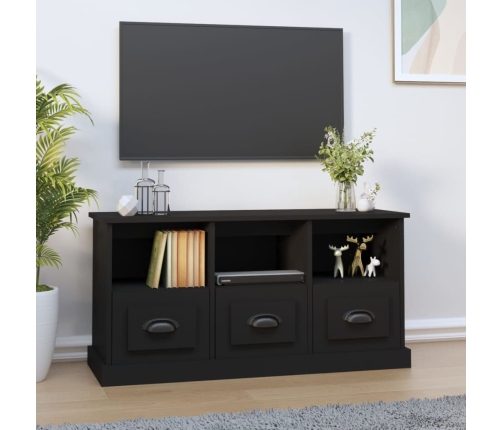 Mueble de TV madera contrachapada negro 100x35x50 cm