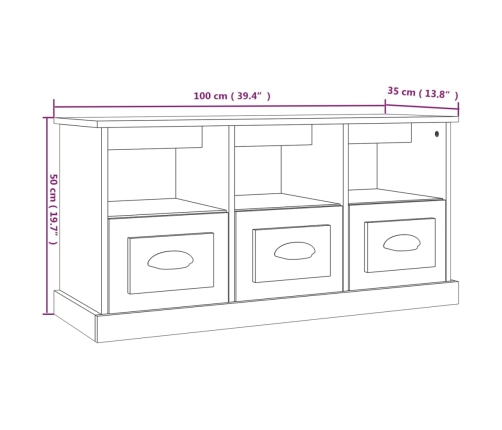 vidaXL Mueble para TV madera contrachapada roble Sonoma 100x35x50 cm