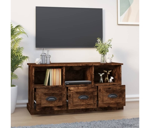 Mueble para TV madera contrachapada roble ahumado 100x35x50 cm