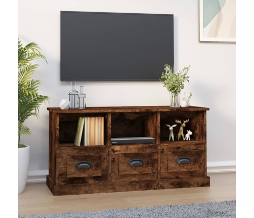 Mueble para TV madera contrachapada roble ahumado 100x35x50 cm