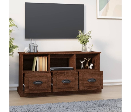 Mueble para TV madera contrachapada marrón roble 100x35x50 cm