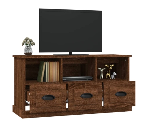 Mueble para TV madera contrachapada marrón roble 100x35x50 cm