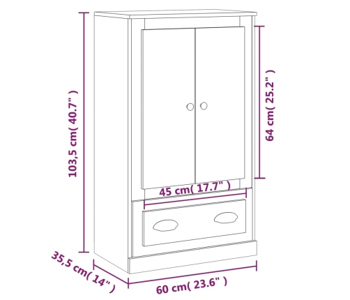 Aparador de madera contrachapada blanco 60x35,5x103,5 cm