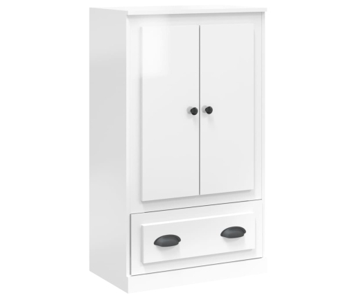 Aparador de madera contrachapada blanco brillo 60x35,5x103,5 cm