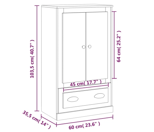 Aparador de madera contrachapada roble Sonoma 60x35,5x103,5 cm