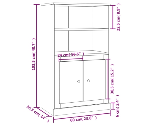 Aparador de madera contrachapada negro 60x35,5x103,5 cm