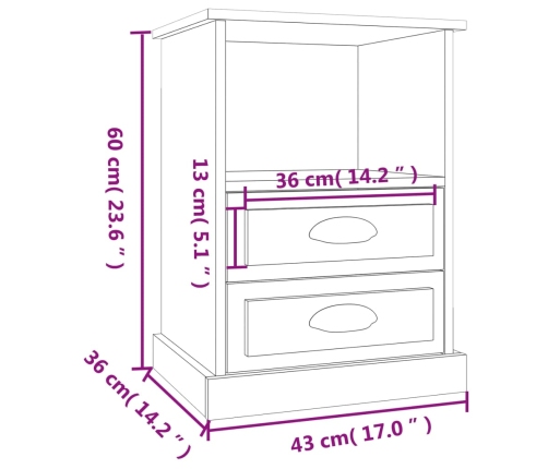 vidaXL Mesita de noche color roble Sonoma 43x36x60 cm