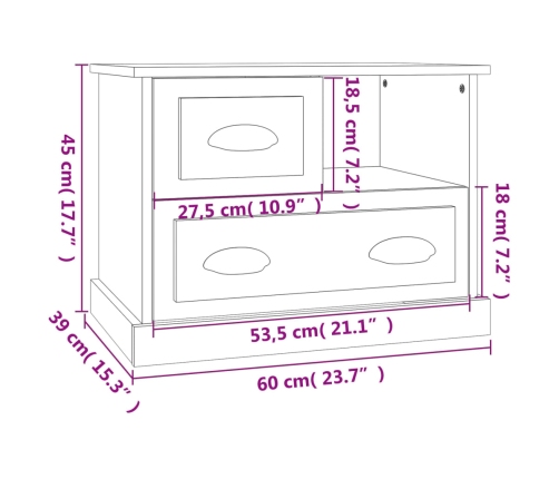 vidaXL Mesita de noche color roble Sonoma 60x39x45 cm