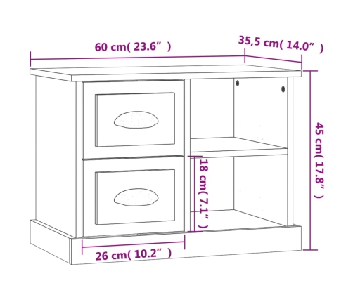 vidaXL Mesita de noche marrón roble 60x35,5x45 cm