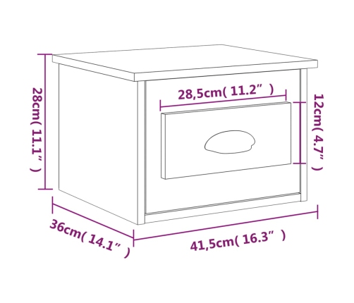 vidaXL Mesita de noche de pared blanco 41,5x36x28 cm