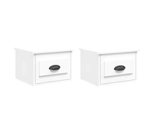 vidaXL Mesitas de noche de pared 2 uds blanco 41,5x36x28 cm