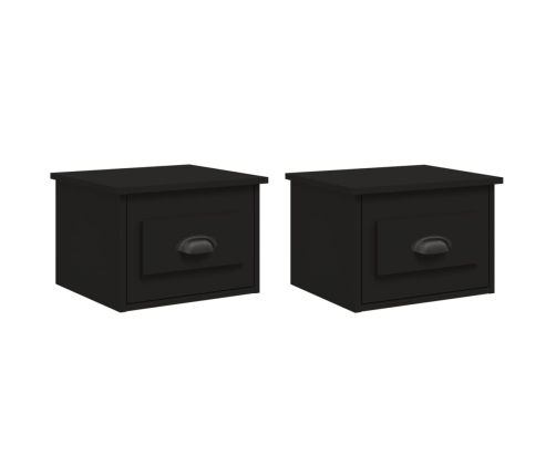 vidaXL Mesitas de noche de pared 2 uds negra 41,5x36x28 cm