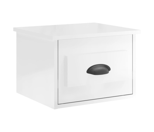 vidaXL Mesitas de noche de pared 2 uds blanco brillante 41,5x36x28 cm