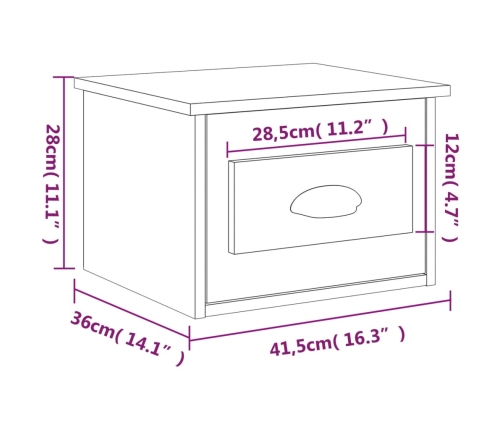 Mesitas de noche de pared 2 uds color gris Sonoma 41,5x36x28 cm