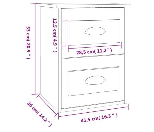 vidaXL Mesita de noche de pared blanca 41,5x36x53 cm