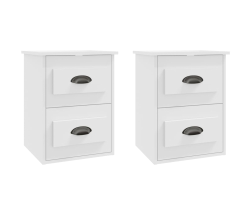 Mesitas de noche de pared 2 uds blanco 41,5x36x53 cm