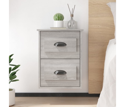 Mesita de noche de pared 2 uds gris Sonoma 41,5x36x53 cm