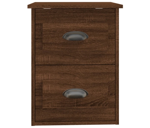 vidaXL Mesita de noche de pared 2 uds marrón rob;e 41,5x36x53cm