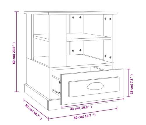 Mesa auxiliar madera contrachapada blanco 50x50x60 cm