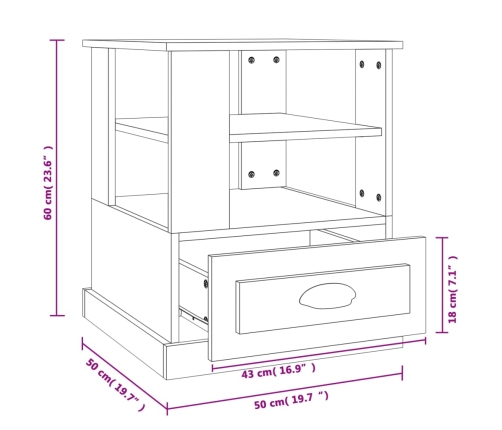 Mesa auxiliar de madera contrachapada negro 50x50x60 cm