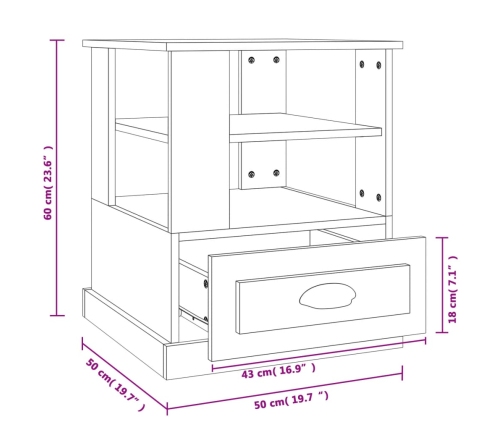 Mesa auxiliar madera contrachapada roble marrón 50x50x60 cm